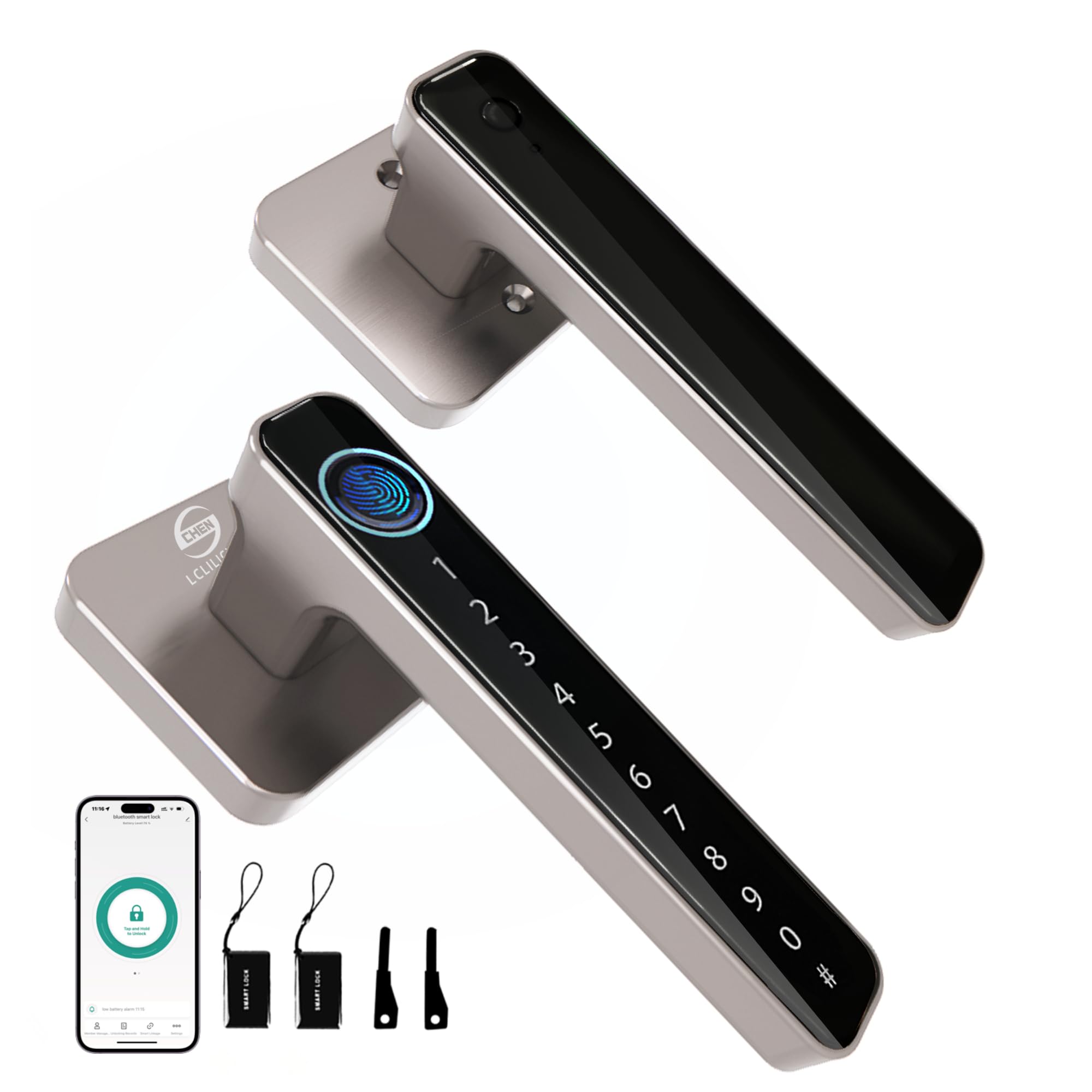 CHEN LCLILICHEN Smart Door Lock, Fingerprint Door Knob, 5 in 1